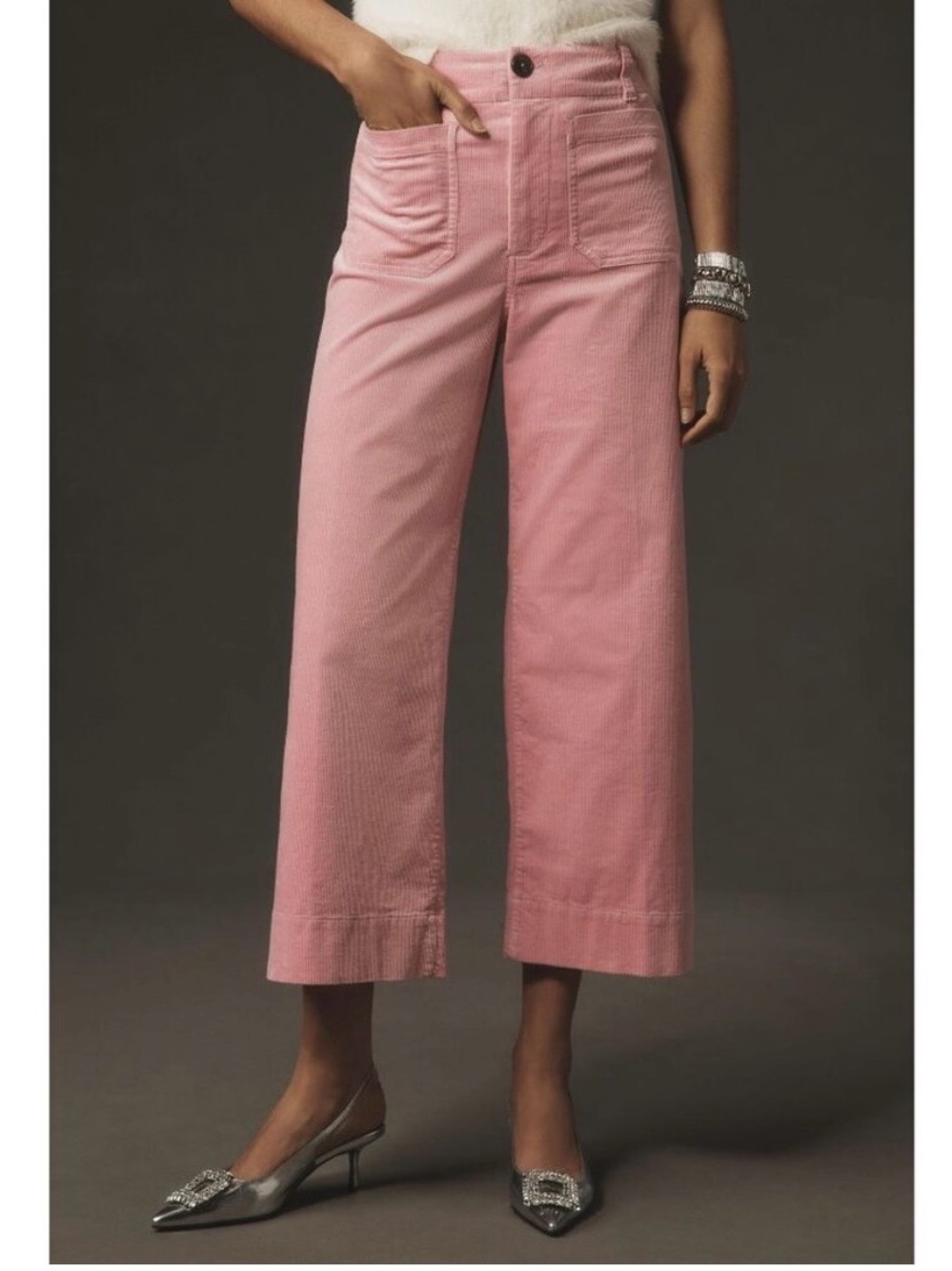Maeve by Anthropologie The Colette High-Rise Wide-Leg Pink Corduroy Pants